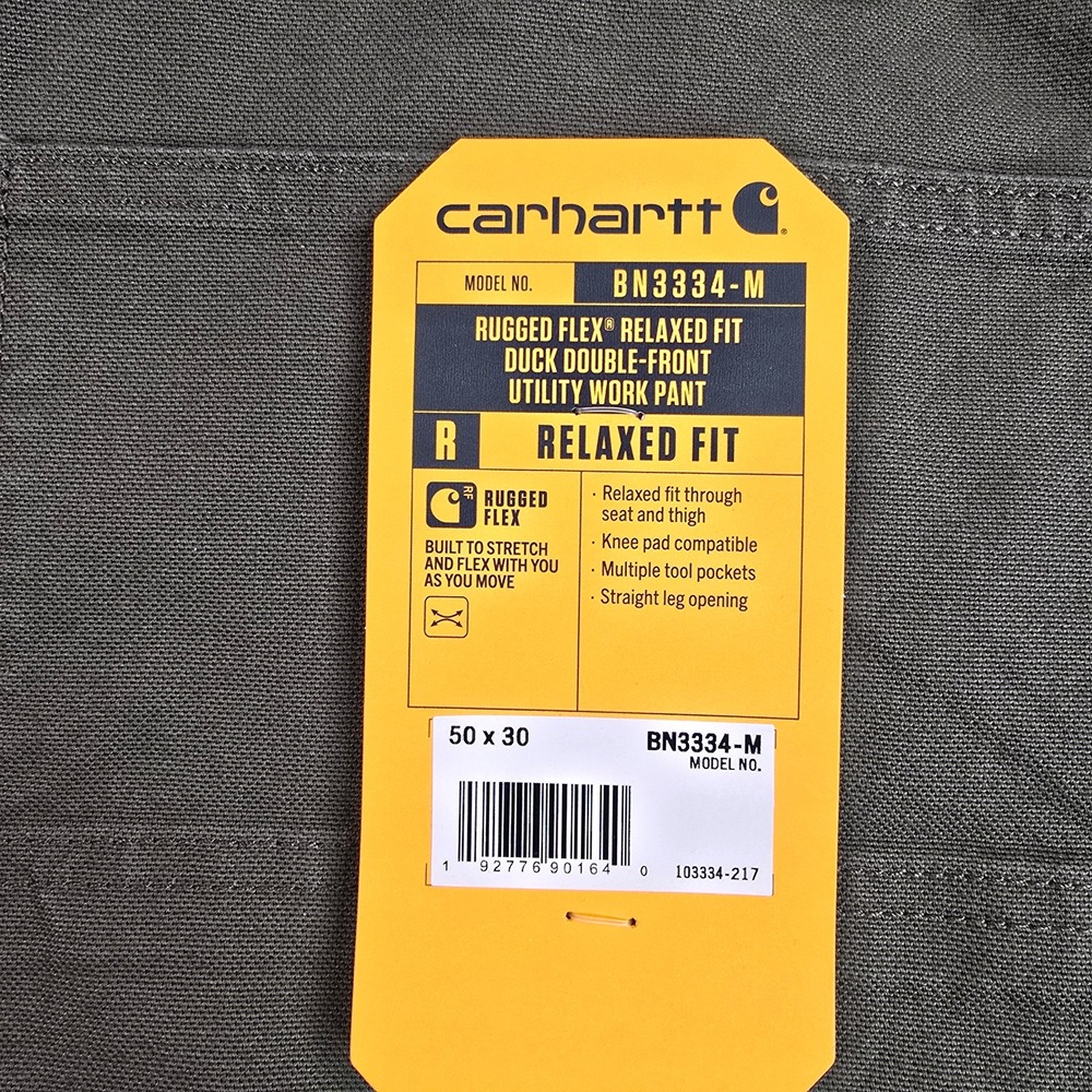 Carhartt Rugged Flex Relaxed Fit Duck Double-Front Utility Pants 50x30 BN3334-M